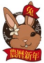 Cute Female Rabbit Celebrating Chinese Lunar New Year, Vector Illustration