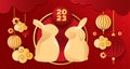 Chinese new year 2023 year of the rabbit - Chinese zodiac symbol, Lunar new year concept.
