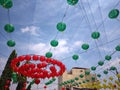 Chinese new year red lantens decoration in China town.