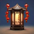 Chinese new year lantern background illustration. generative AI Royalty Free Stock Photo