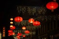 Chinese new year red lanterns in Chinatown. Decorations on the street Royalty Free Stock Photo