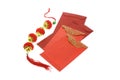 Chinese New Year red packets and lanterns Royalty Free Stock Photo