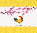 Chinese new year 2017 rooster and pattern background Royalty Free Stock Photo