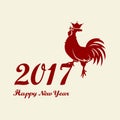 2017 Chinese New Year of the Rooster. Silhouette of cock. The zodiac symbol. Elements for design greeting card and invitation, Royalty Free Stock Photo