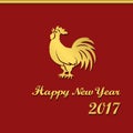 2017 Chinese New Year of the Rooster. Silhouette of gold cock. The zodiac symbol. Elements for design greeting card and invitation Royalty Free Stock Photo