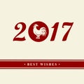 2017 Chinese New Year of the Rooster. Silhouette of red cock. The zodiac symbol. Elements for design greeting card and Royalty Free Stock Photo