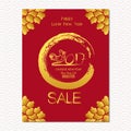 Chinese New Year sale design template. The year of rooster, chinese paper cut arts