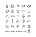 Chinese New Year Signs Thin Line Icons Set. Vector Royalty Free Stock Photo