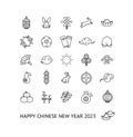 Chinese New Year Signs Thin Line Icons Set. Vector Royalty Free Stock Photo