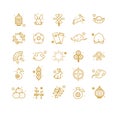 Chinese New Year Signs Thin Line Icons Set. Vector Royalty Free Stock Photo