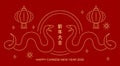 Chinese new year of the snake snakes twins line art design