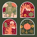 chinese new year stickers collection abstract design vector illustration Royalty Free Stock Photo