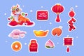 Chinese New Year stickers, symbols of China set Royalty Free Stock Photo