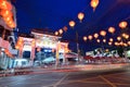 Chinese New Year street decoration at night in Hat Yai Royalty Free Stock Photo
