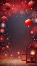 Chinese New Year Style Cherry Blossom Lantern Red Background Royalty Free Stock Photo