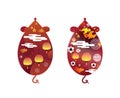Chinese new year symbol. rat zodiac and abstract flower texture on mouse shape. Abstract character mouse china new year