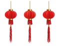 Chinese New Year 2020. Three red Chinese lanterns on a white background. Highly realistic illustration Royalty Free Stock Photo