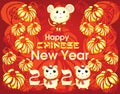 Chinese new year, three white rats, symbol, year of the metal rat vector, illustration Royalty Free Stock Photo