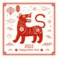 2022 Chinese New Year tiger design, red on white