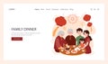 Chinese New Year tradition web banner or landing page. Cheerful