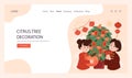 Chinese New Year tradition web banner or landing page. Cheerful