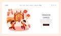 Chinese New Year tradition web banner or landing page. Cheerful