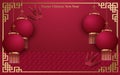 Chinese New Year 2020 traditional red and gold web banner illustration with asian flower decoration in 3d layered paper.