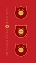Chinese new year 2019 vertical posters with hieroglyph Translat