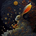 Chinese New Year Water Rabbit Background. Zodiac Symbol for Sensitivity, Intuition, Wisdom and Inner Peace Royalty Free Stock Photo