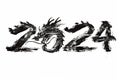 Chinese new year 2024 year of the dragon grunge ink painted banner Royalty Free Stock Photo