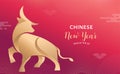 Chinese new year 2021 year of the ox, red cow, Chinese zodiac symbol. Vector background with traditional oriental Royalty Free Stock Photo