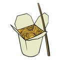 Chinese noodle in box icon cartoon