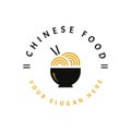 Chinese noodle logo. Asian food simple line icon for logotype. Vector design illustration Royalty Free Stock Photo