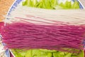 Chinese noodles colored with purple sweet potato Royalty Free Stock Photo