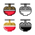 Chinese Noodles Icon Set Vector Illustration Royalty Free Stock Photo