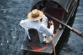 Wupeng Chuan black canopied boats east lake shaoxing china Royalty Free Stock Photo