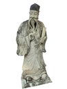 Chinese Old Man Stone Sculpture on White Background Royalty Free Stock Photo