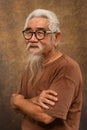 Chinese old man wearing eye glasses with white hair and beard Royalty Free Stock Photo