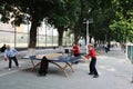 Chinese old people playing table tennis