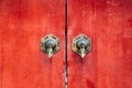 Chinese old red door at Prince Gong's Mansion, Gong Wang Fu in Beijing, China Royalty Free Stock Photo