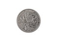 A Chinese one yuan coin isolated on a clean, white background Royalty Free Stock Photo