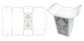Chinese packaging box with middle 2 flips opening die cut template
