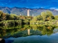 Chinese pagoda in a beautiful garden Royalty Free Stock Photo