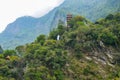 Chinese pagoda and Buddha statue in mountain in Taroko National Park, Taiwan Royalty Free Stock Photo