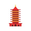 Chinese Pagoda building. Cartoon multi-tiered tower. Buddhist temple. Ancient architecture concept. Culture symbol of Royalty Free Stock Photo