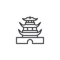 Chinese pagoda building line icon