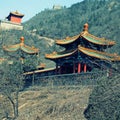 Chinese pagoda on hills near Great Wall, China Royalty Free Stock Photo