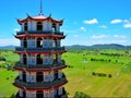 Chinese pagoda located in the temple on the hill Royalty Free Stock Photo