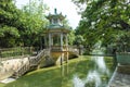 Chinese Pagoda Pavilion with river foreground Royalty Free Stock Photo