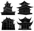 Chinese pagoda silhouettes Royalty Free Stock Photo